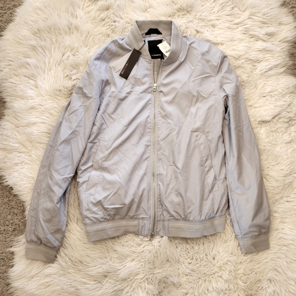 J. Lindeberg Men's NWT Gray Lightweight Bomber Water Repellent Jacket Sz Large
